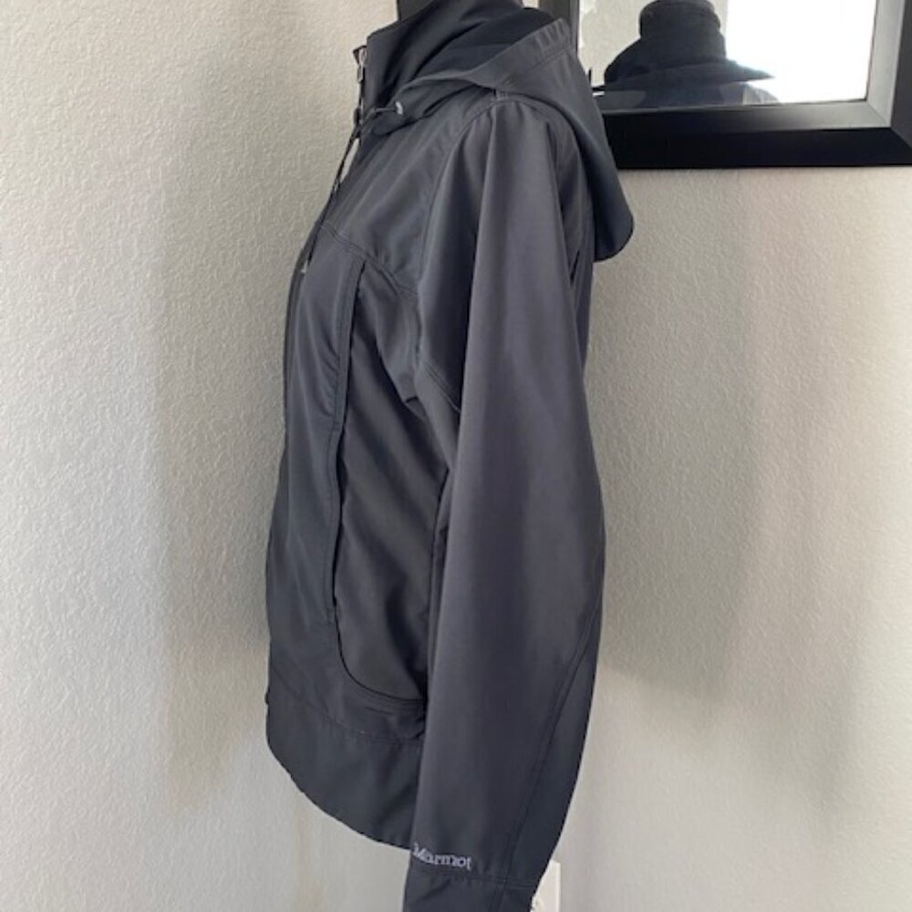 MARMOT Black Full Zip Hooded SoftShell Windbreaker Jacket Coat Large - Picture 8 of 12